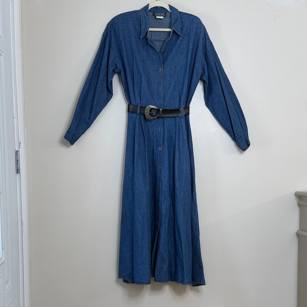 Chorus Blue Denim Western Long Sleeve Cotton Blend Dress Size 10 - Picture 2 of 8